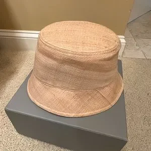 Accessories | Prada Straw Logo Plaque Bucket Hat Size Small 